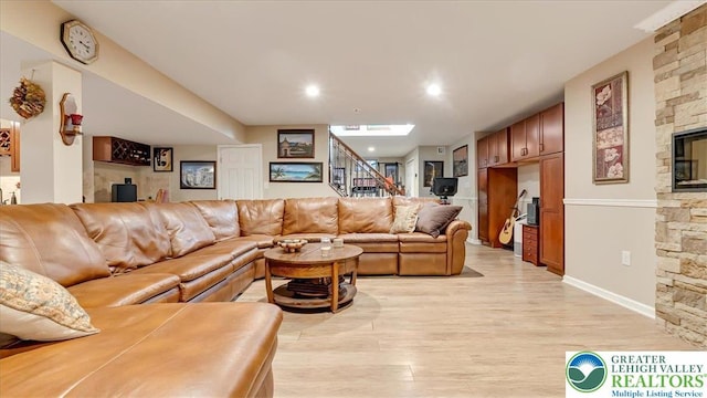 2804 Lehigh Ln, Upper Nazareth Twp, PA 18064 - living room with light wood-style floors and recessed lighting