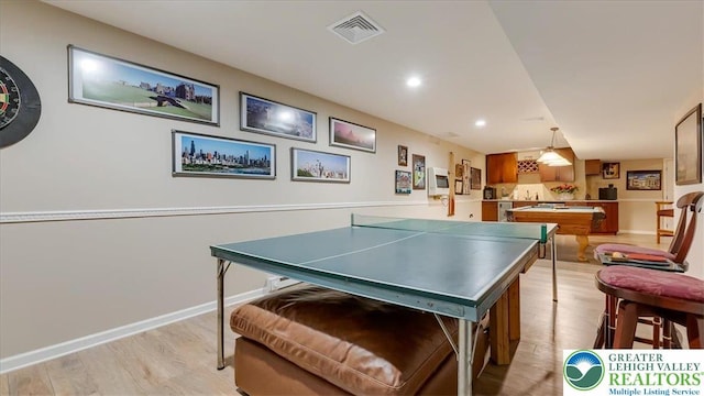 2804 Lehigh Ln, Upper Nazareth Twp, PA 18064 - recreation room with light wood-style floors, pool table, and recessed lighting