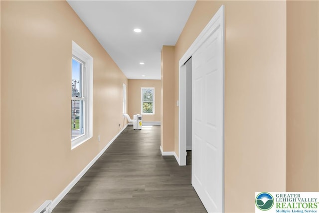 5734 Rte 873, North Whitehall Twp, PA 18078 - hallway with dark wood-type flooring and recessed lighting