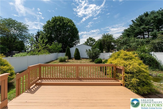 5734 Rte 873, North Whitehall Twp, PA 18078 - wooden deck with a fenced backyard
