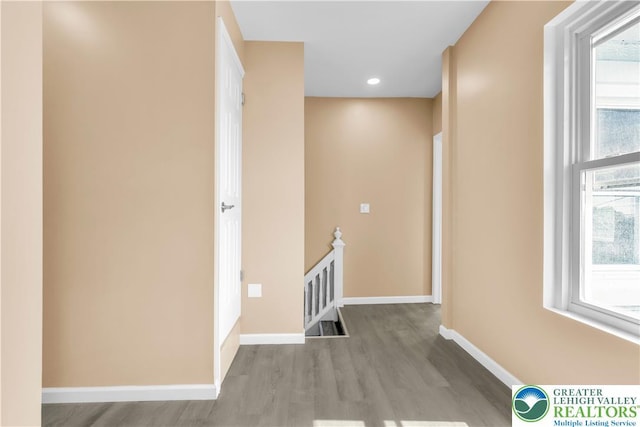 5734 Rte 873, North Whitehall Twp, PA 18078 - corridor with an upstairs landing, wood finished floors, and recessed lighting