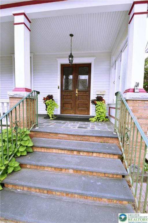 107 N Schanck Ave, Pen Argyl Boro, PA 18072 - entrance to property featuring a porch and french doors