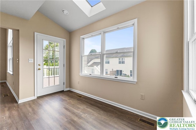 9 Stone Crk, Palmer Twp, PA 18045 - entryway with a skylight, wood finished floors, and lofted ceiling