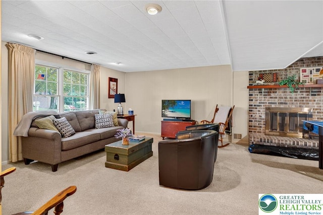 56 Hearthstone Dr, Exeter Twp, PA 19606 - living area with carpet floors and a fireplace