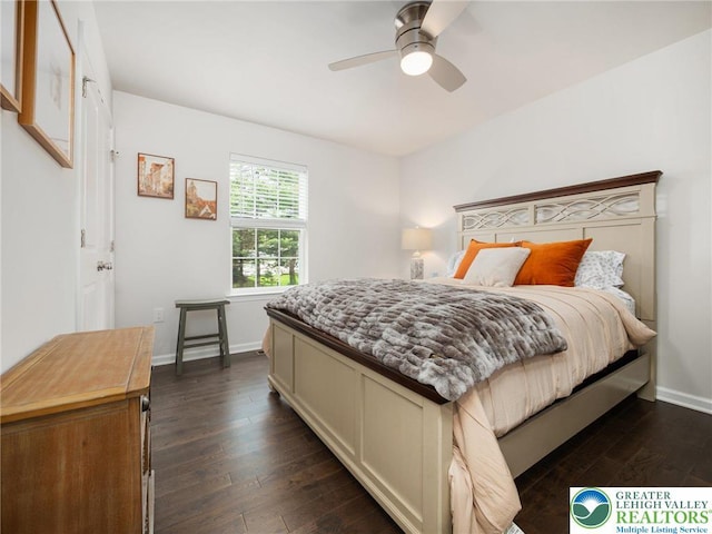 317 Fairview Ave, Wind Gap Boro, PA 18091 - bedroom with dark wood-type flooring and ceiling fan