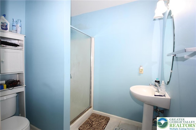 3814 Clay Dr, Lower Macungie Twp, PA 18062 - full bathroom with a shower stall and tile patterned floors