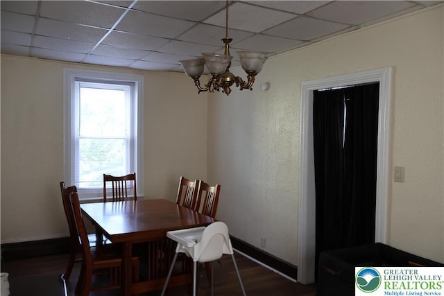 1533 E Emmaus, Salisbury Twp, PA 18103 - dining space with a chandelier, a paneled ceiling, and dark wood finished floors