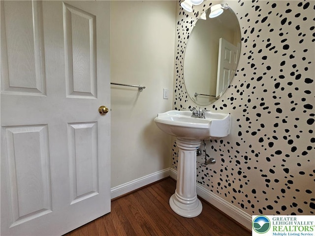 312 Maple Ct, Alburtis Boro, PA 18011 - bathroom with baseboards and wood finished floors
