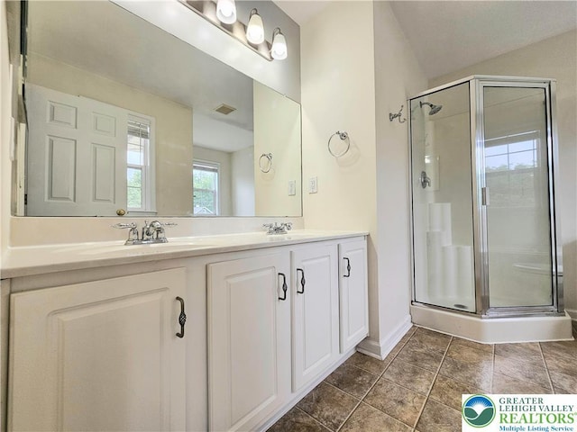 312 Maple Ct, Alburtis Boro, PA 18011 - full bathroom featuring double vanity and a shower stall
