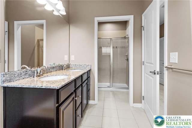 2324 Raya Way, Easton, PA 18045 - full bath with tile patterned floors, a shower stall, and double vanity