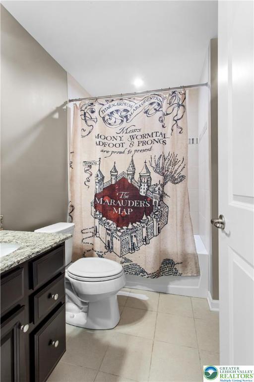 2324 Raya Way, Easton, PA 18045 - bathroom featuring tile patterned flooring, vanity, and shower / bath combination with curtain