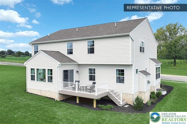 Bambi Ln Lot 40, Mahoning Twp, PA 18235 - back of house with a deck, a yard, and roof with shingles