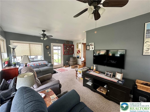 218 3rd, Lehighton Boro, PA 18235 - carpeted living room with ceiling fan