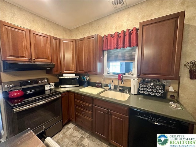 218 3rd, Lehighton Boro, PA 18235 - kitchen featuring range with electric stovetop, dishwasher, exhaust hood, stainless steel microwave, and a textured wall