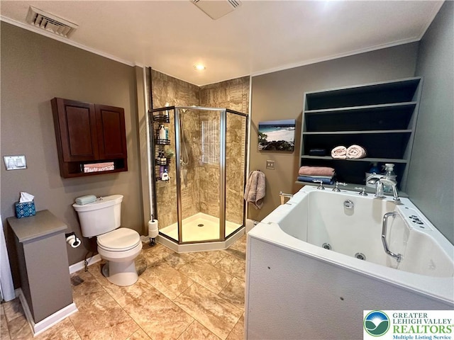 218 3rd, Lehighton Boro, PA 18235 - full bathroom featuring a shower stall, a tub with jets, and ornamental molding