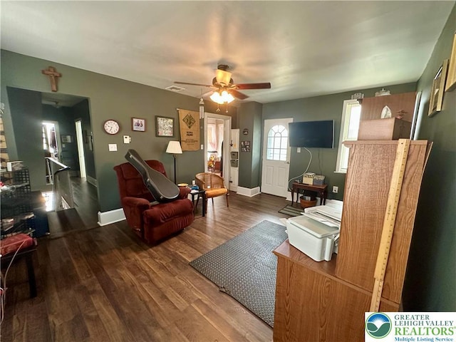 218 3rd, Lehighton Boro, PA 18235 - living room with ceiling fan and wood finished floors