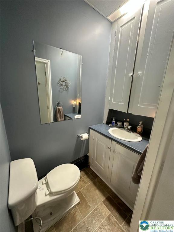218 3rd, Lehighton Boro, PA 18235 - half bathroom with vanity and stone tile floors