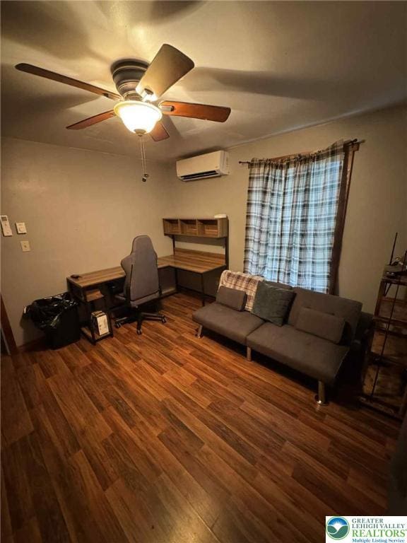 15 Hiawatha Trl, Penn Forest Twp, PA 18210 - office featuring wood finished floors, ceiling fan, and a wall mounted AC