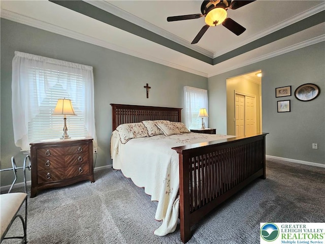15 Devonshire Dr, Palmer Twp, PA 18045 - bedroom with carpet flooring, crown molding, and a ceiling fan