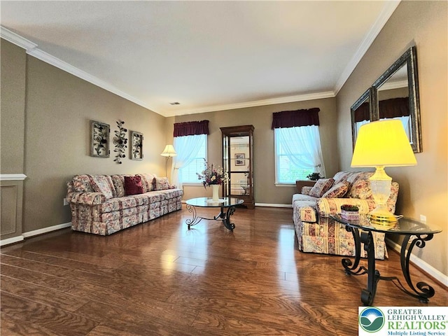 15 Devonshire Dr, Palmer Twp, PA 18045 - living room featuring crown molding and wood finished floors