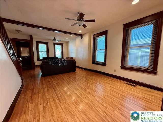926 Delaware Ave, Fountain Hill Boro, PA 18015 - living area with wood finished floors, ceiling fan, and recessed lighting