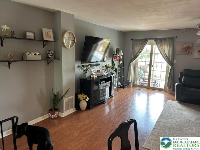 359 2nd, Alburtis Boro, PA 18011 - living area featuring wood finished floors and ceiling fan