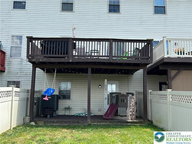359 2nd, Alburtis Boro, PA 18011 - rear view of house featuring a fenced backyard and a deck