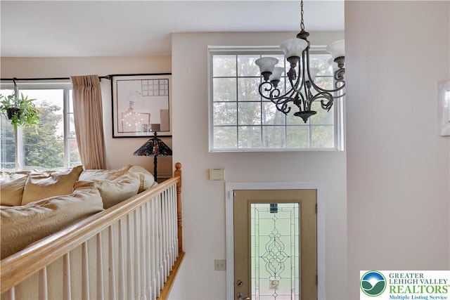 303 Lakefield Ter, Jackson Twp, PA 18360 - entryway with a chandelier and healthy amount of natural light