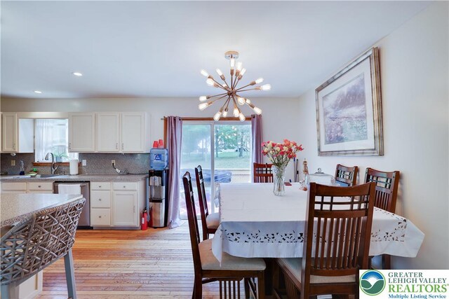 303 Lakefield Ter, Jackson Twp, PA 18360 - dining room featuring plenty of natural light, a chandelier, light wood finished floors, and recessed lighting