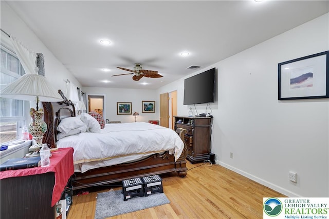 303 Lakefield Ter, Jackson Twp, PA 18360 - bedroom featuring light wood-style flooring, recessed lighting, and ceiling fan