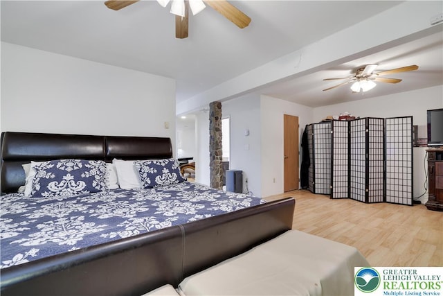 303 Lakefield Ter, Jackson Twp, PA 18360 - bedroom with wood finished floors and a ceiling fan
