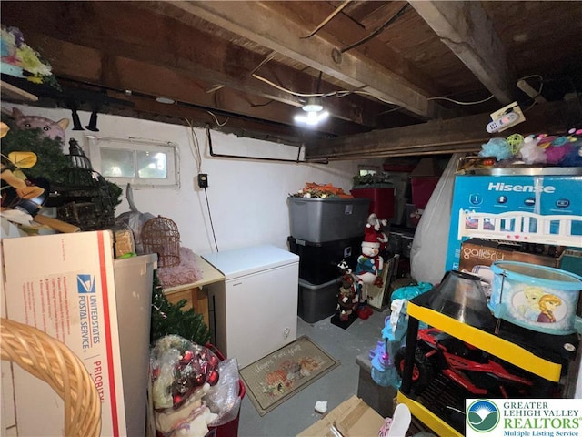 532 6th St, Whitehall Twp, PA 18052 - unfinished below grade area featuring white fridge