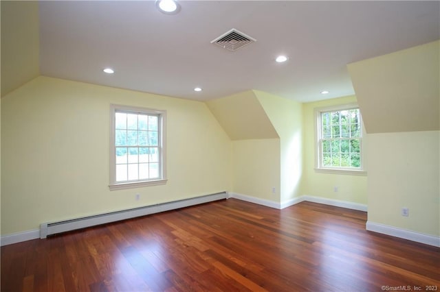 277 Ashley Falls Rd, North Canaan, CT 06018 - bonus room with dark hardwood / wood-style flooring, plenty of natural light, and a baseboard heating unit