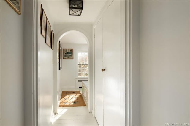 corridor featuring light hardwood / wood-style floors