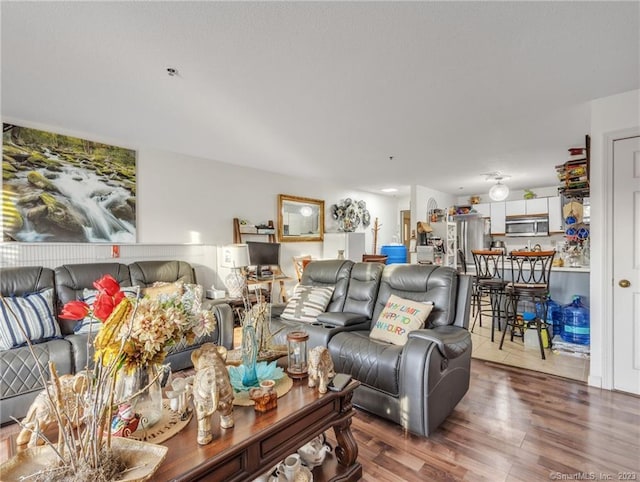 living room with hardwood / wood-style floors