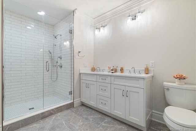66 High St Unit 55, Guilford, CT 06437 - full bath with a shower stall, double vanity, and marble look tiles