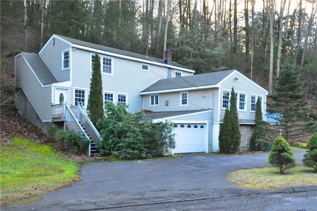 view of front property with a garage