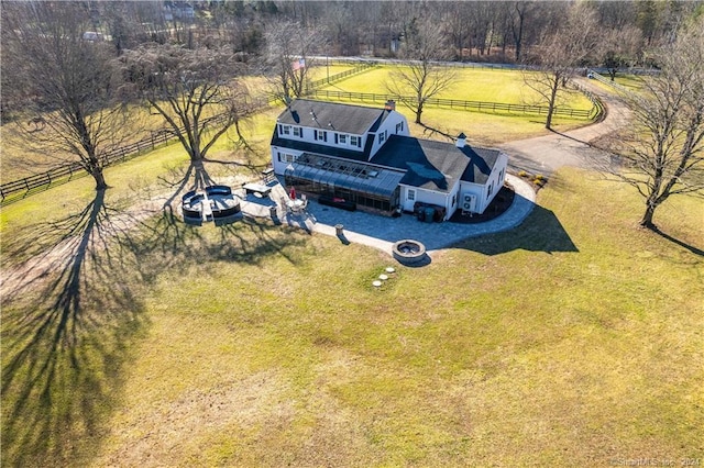 aerial view featuring a rural view