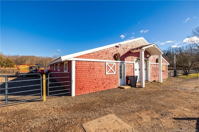 exterior space with a garage