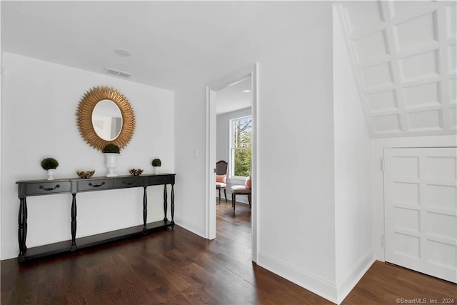 hall featuring dark hardwood / wood-style flooring