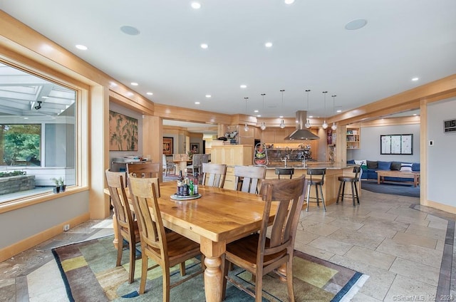 view of tiled dining room