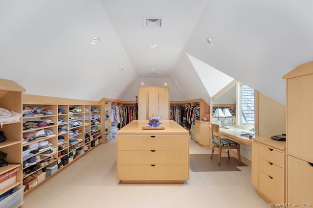 interior space featuring vaulted ceiling