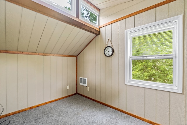 bonus room featuring light colored carpet, vaulted ceiling, and a wealth of natural light