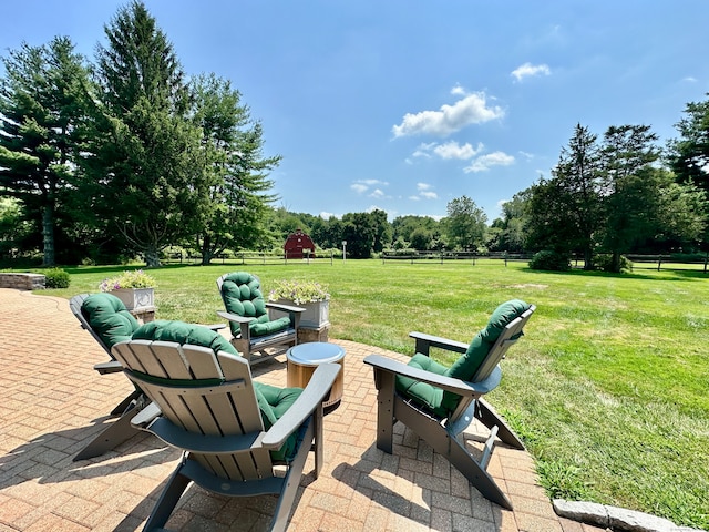 view of patio featuring a fire pit