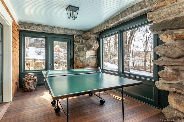 playroom featuring a wealth of natural light and hardwood / wood-style flooring