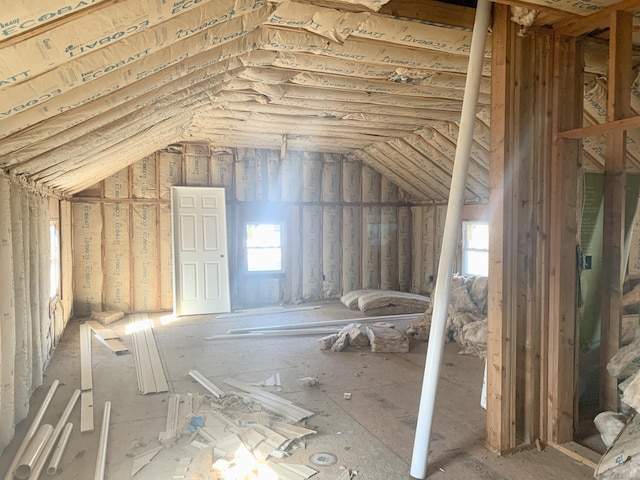 view of unfinished attic