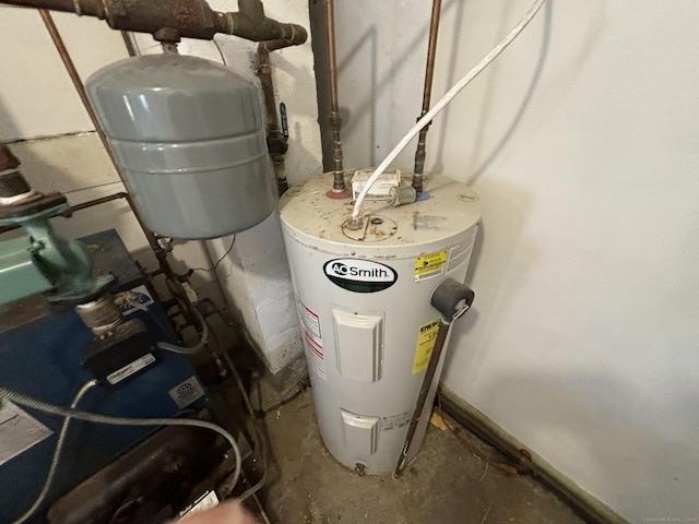 utility room featuring electric water heater