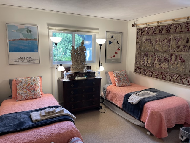 bedroom with crown molding