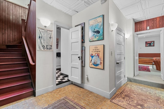 corridor with light colored carpet