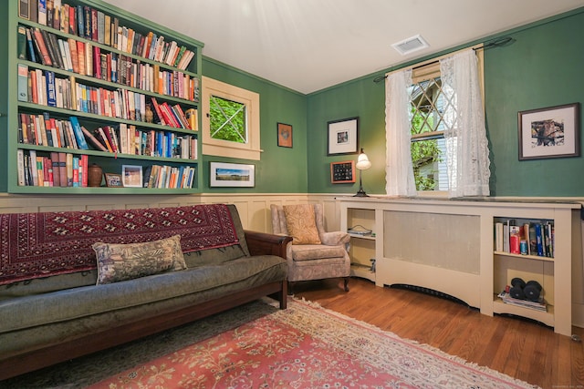 living area featuring wood-type flooring